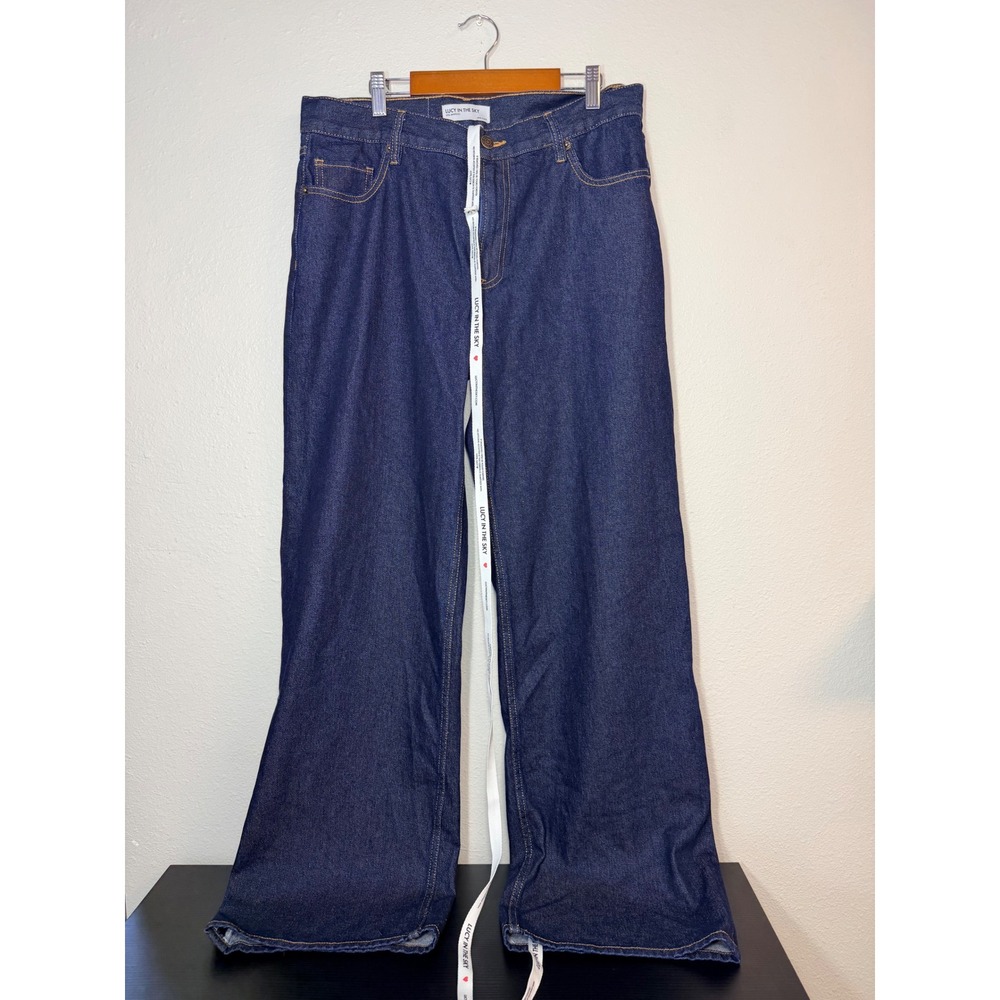 Lucy In The Sky Wide Leg Denim Jeans Indigo Blue High Waist Size 8 EU 40 - Picture 2 of 7